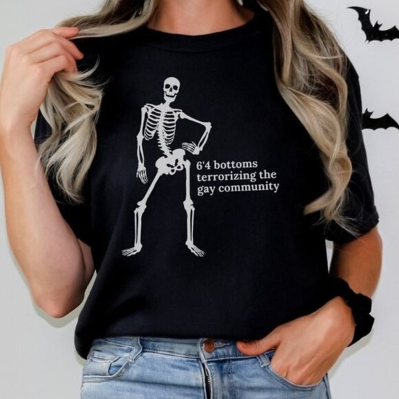 Tops - Funny Halloween LGBTQ Shirt - 6'4 Bottoms Terrorizing The Gay Tee